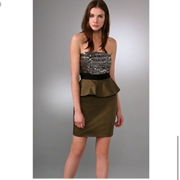 Y2K Alice + Olivia Bethany Sequin Peplum Cocktail Holiday Party Corset Dress‎ - Picture 2 of 11